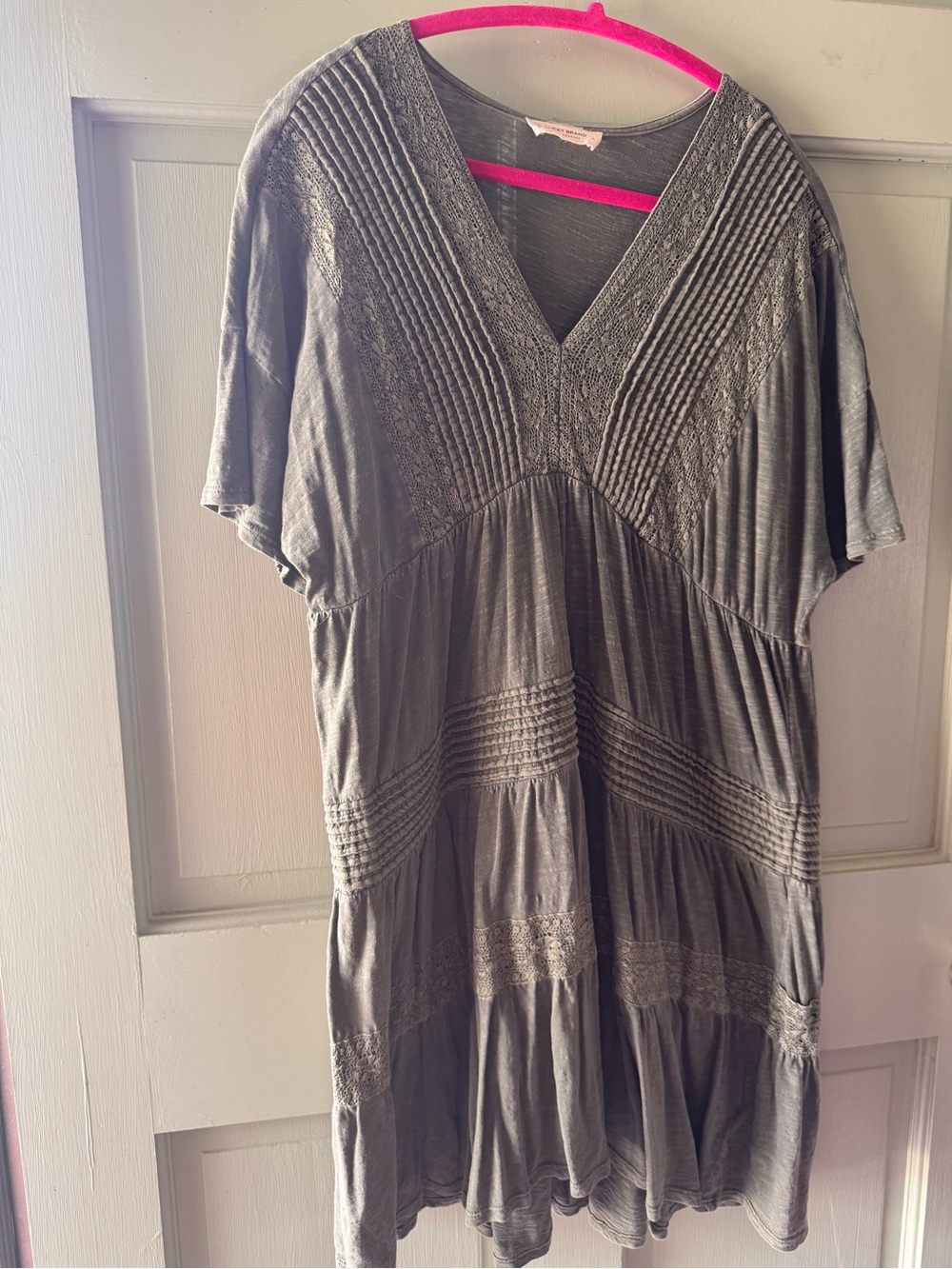 Lucky Brand Olive V-Neck Dress size L